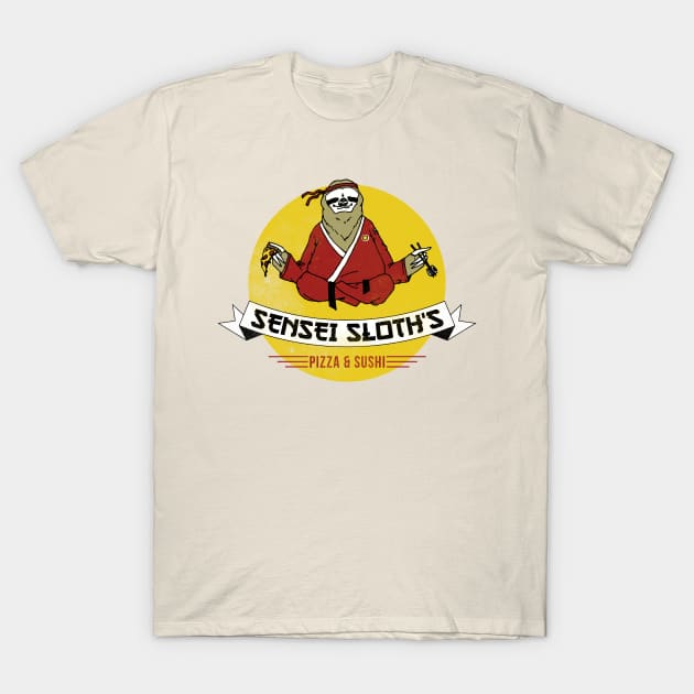 Sensei Sloth's Pizza & Sushi T-Shirt by Slothfox